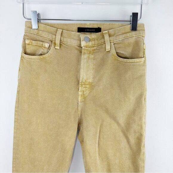 J Brand Julia Frayed-Hem Flared-Leg Cotton Blend Jeans in Litho Gold Sz 26 - Picture 4 of 13